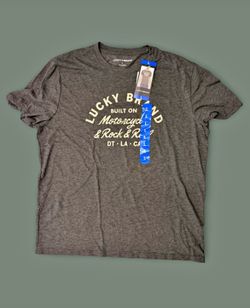 NWT Lucky Brand Men's Graphic Tee - Size L (Charcoal Grey)