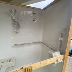 New MAAX 1Pc Shower with Grab Bar & Seat