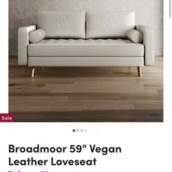 Cream 59” Faux Leather Loveseat!