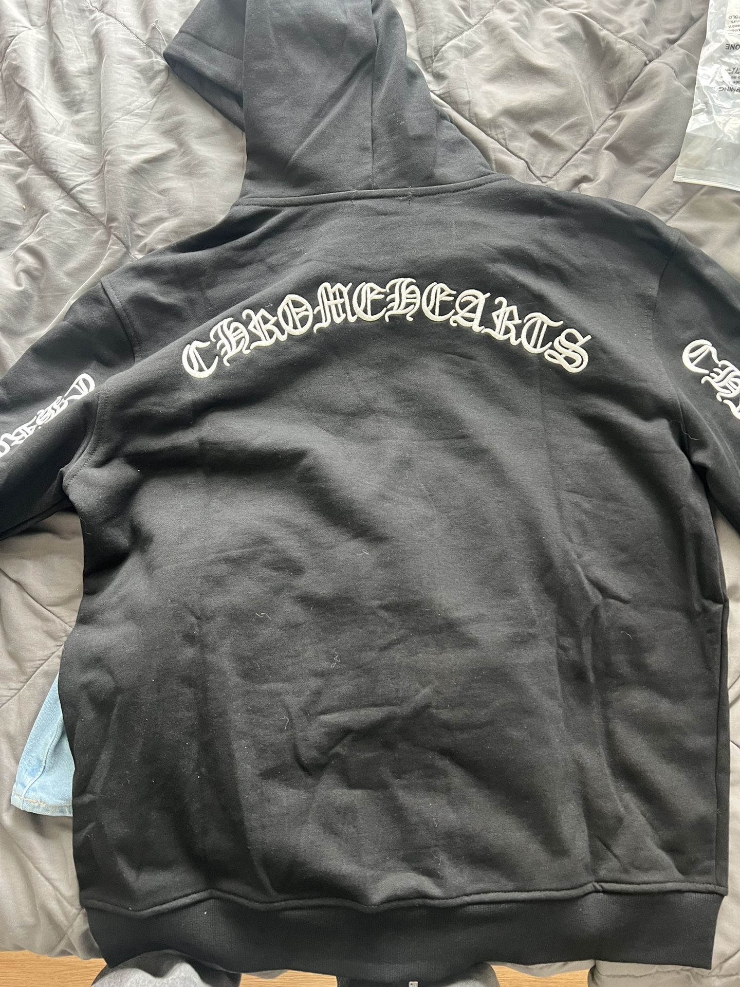 chrome hearts zip up black hoodie large