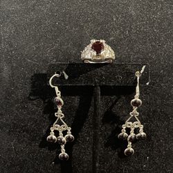 Sterling Silver Red 2 Pc. Set