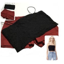 L - NWT Black Lace Crop Cami