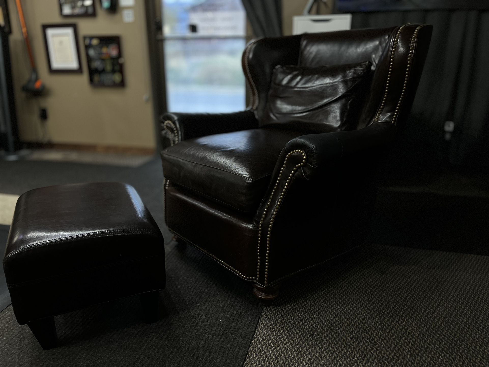 Genuine Leather Wingback Chair