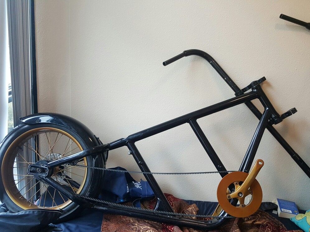 Custom built lowrider/chopper bicycle frame.