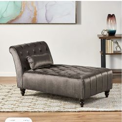 Velvet Chaise Lounge - Christopher Knight (Grey, Like New) - $150.