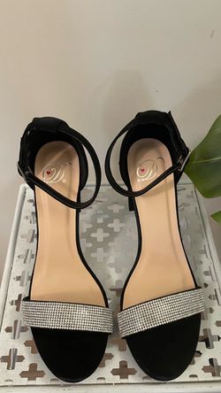 Windsor Black Rhinestone Block Heels – Size 7.5 (Like New!)