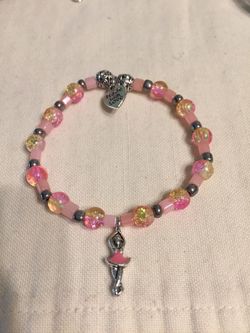 Handmade Stretch Bracelet with Glass Beads and Charm (42)
