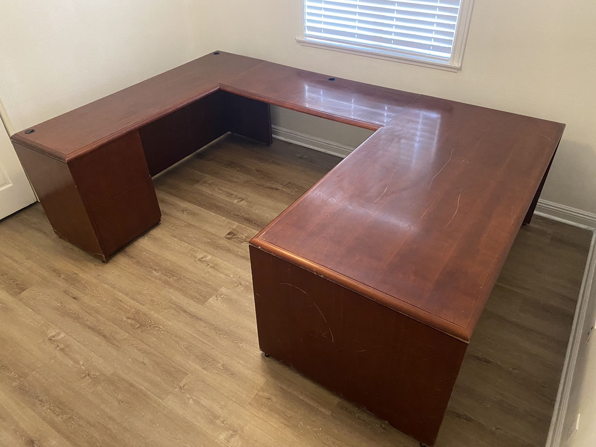 Large Wood U Desk
