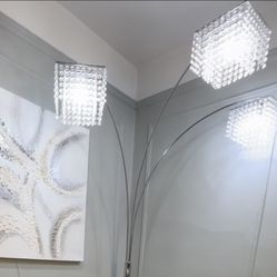 ORE International 84-in Chrome Multi-head Floor Lamp with Crystal Shade