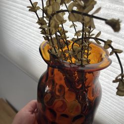 Beautiful Ashland Autumn Glass Vase With Artificial Flowers 