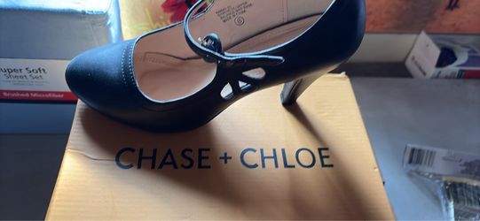 Chase + Chloe Black Mary Jane Heels
