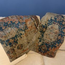 Set of Two Pottery Barn PB Pillow Covers Navin Print