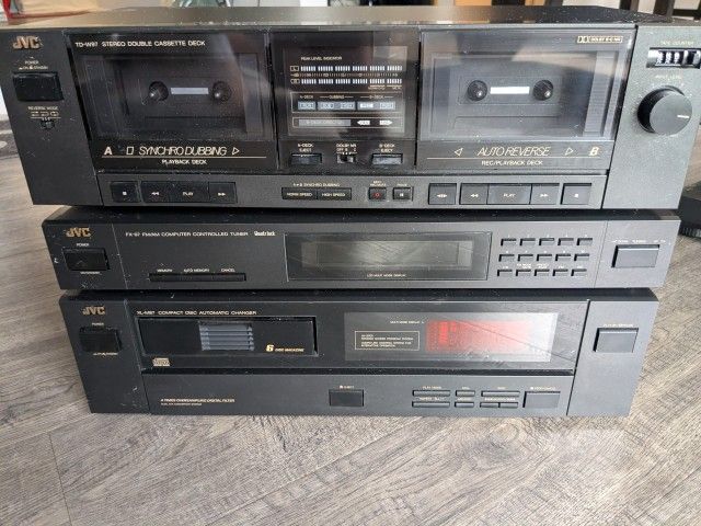 JVC Stereo System 4 Pieces: Tape Player, CD Player, Tuner & Turntable