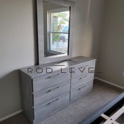 New Gray Dresser And Mirror 