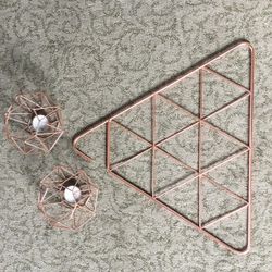 Rose Gold Geometric Candle Holders & Necklace Holder / House Decoration