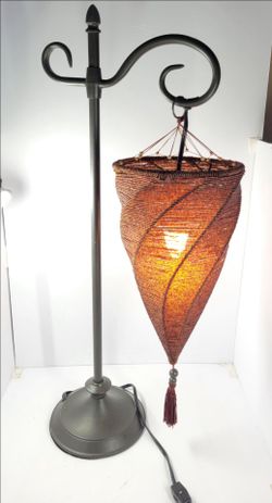 Vintage Boho Hanging Table Lamp Beaded Cone Shade Moroccan Style Ambient...