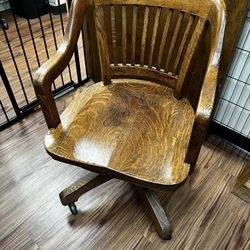 Vintage Banker Wooden Chair 