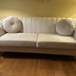 Small Cream/white Velvet Sofa