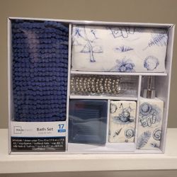 Selling New Bath Set Blue Coral Set