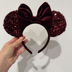 Disney Minnie Ears Wine Velvet 