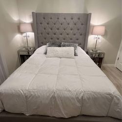 Queen bedroom set ncluding Bed Frame, Dresser, Mirror, 2 Night Stands