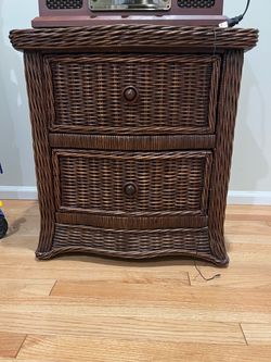 Wicker 2-Drawer Nightstand