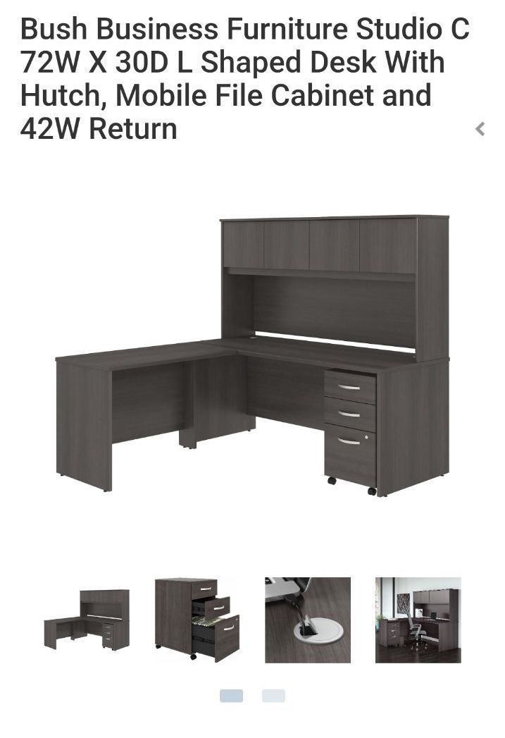L Shaped Desk With Hutch, Mobile File Cabinet