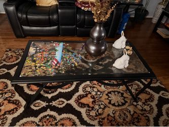 Glass coffee table with 2 end table
