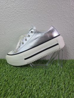 Converse All Star Lift Double Stack Platform Silver Metallic Women's Size 10.5