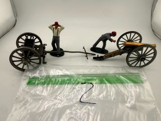 Vintage Metal Toy Soldiers Tedtoy Zouave Artillery Set Cannon & Limber Wagon
