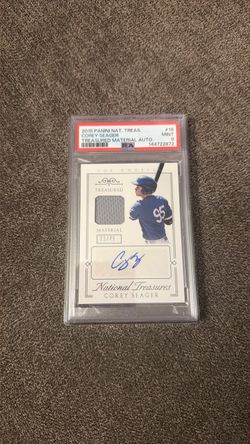 2015 Panini National Treasures Corey Seager Auto Relic PSA 9