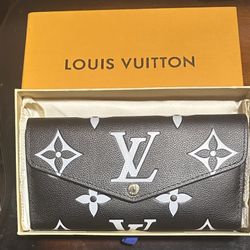 Louis Vuitton Sarah Bicolor Monogram Amplant Wallet Black Beige