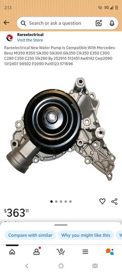 Rareelectrical New Water Pump Is Compatible With Mercedes-Benz Ml350 R350 Slk350 Slk300 Glk350 Clk350 E350 C300 C280 C350 C230 Slk280 By 51
