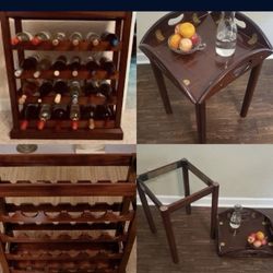 Bar  Room Decor  Side Table & Wine Rack