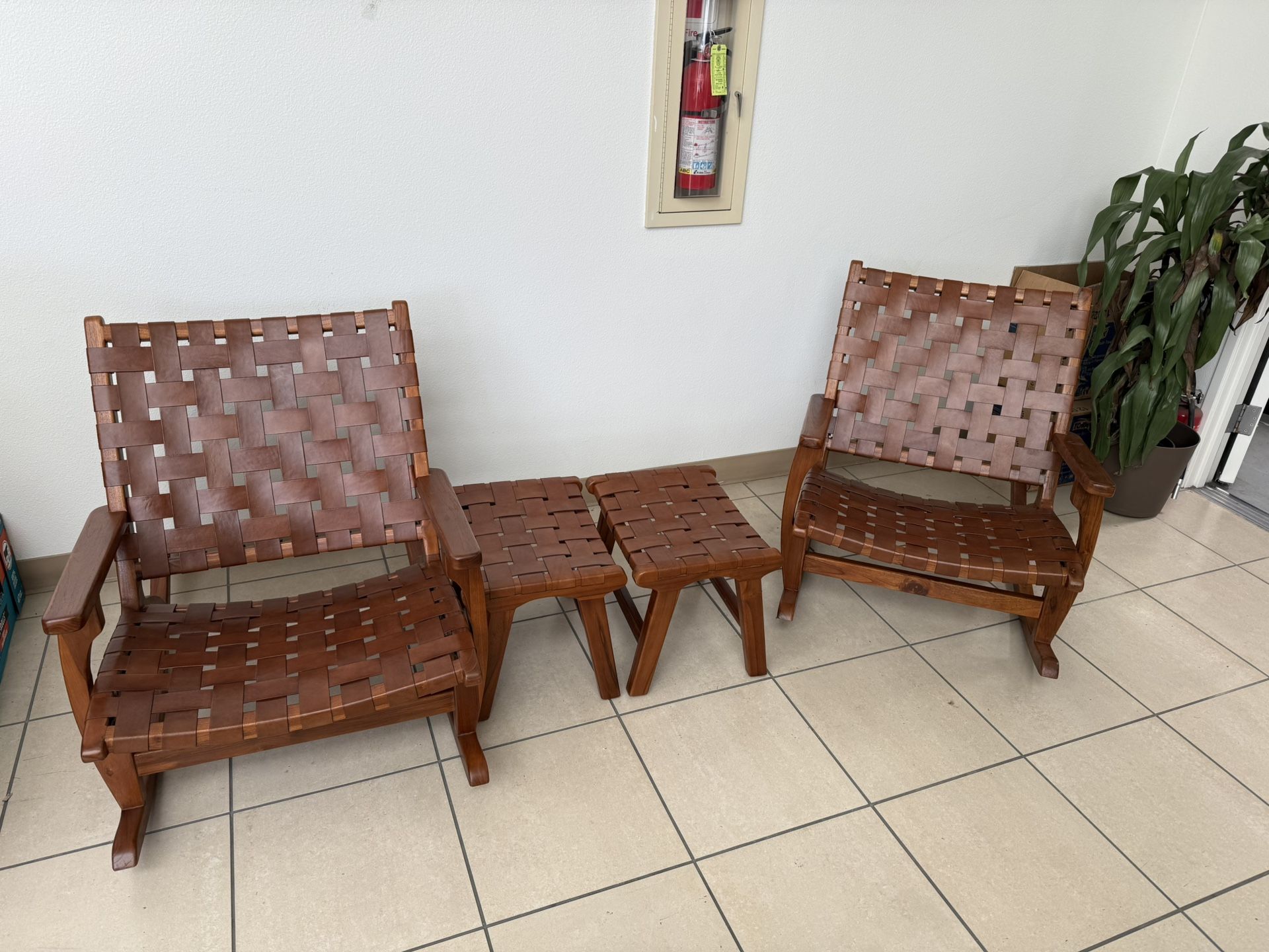 Leather Rocking Chair Set