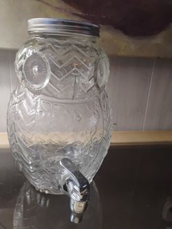 Clear Embossed Glass Beverage Dispenser with Metal Lid and Spigot