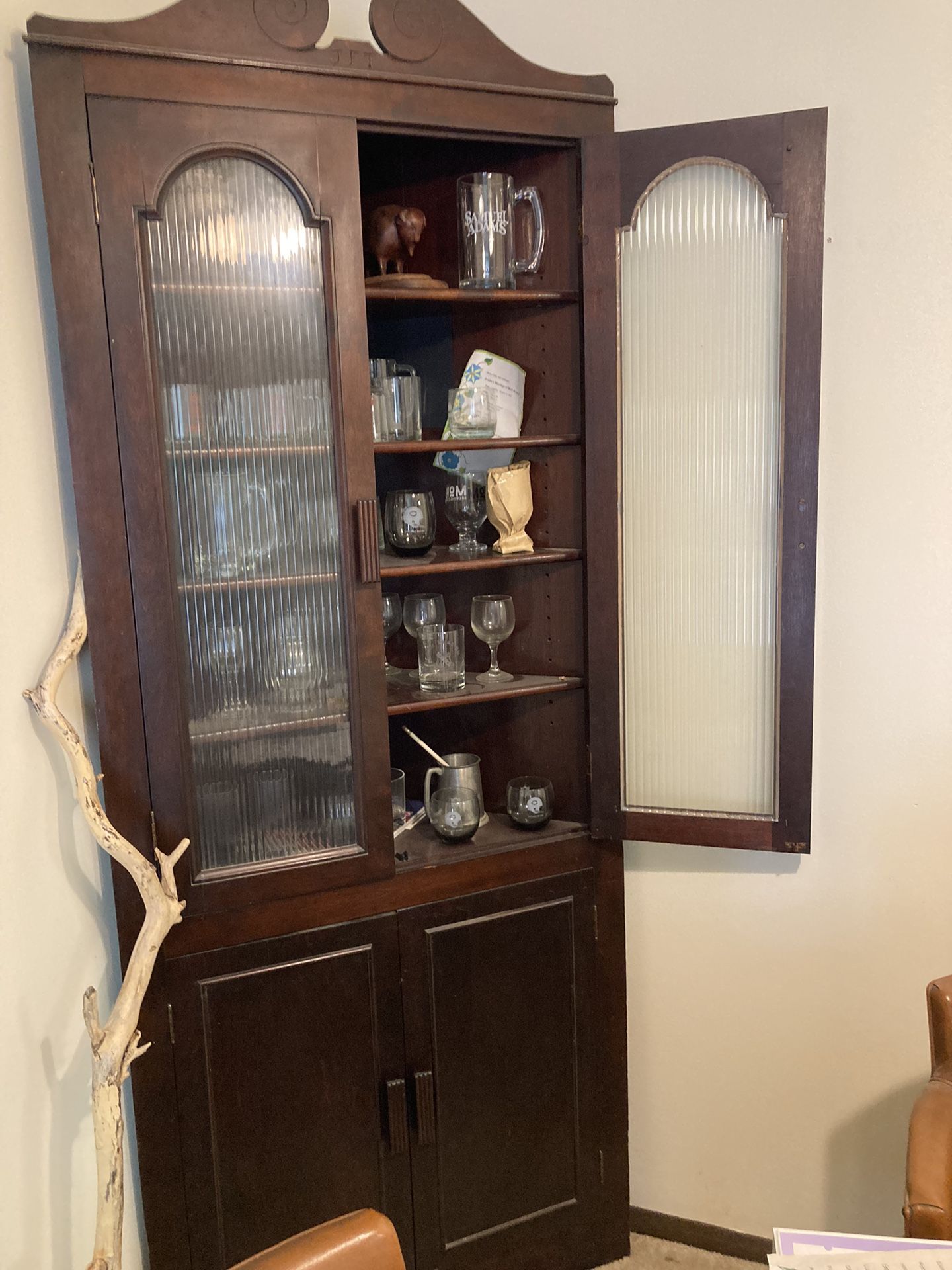A Solid Walnut hand Carved corners Unit Stands Almost 7-1/2 High Probably 8 And Aprox 3-01/2 Wide