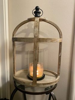 Farmhouse Oval Wooden Lantern