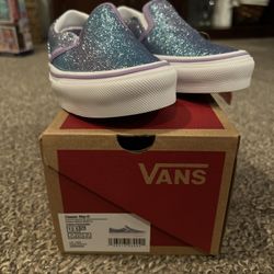 Kids Girls Blue Ombré glitter slip On