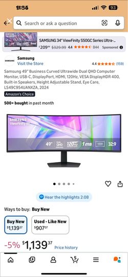 Samsung 49” curved monitor