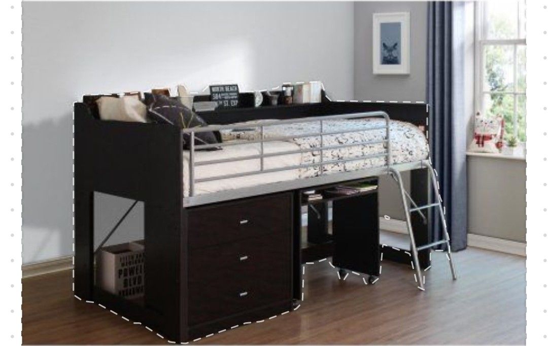 Talia Low Loft Bed With Desk And Dresser