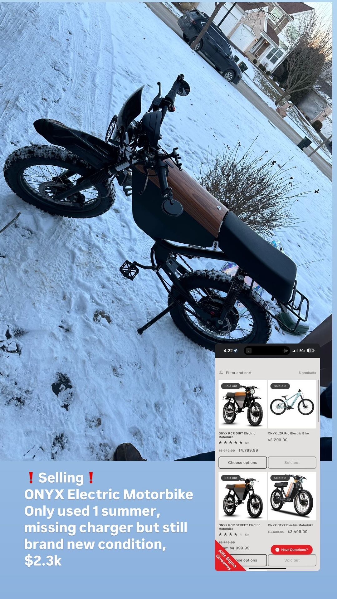 ONYX ELECTRIC MOTORBIKE 