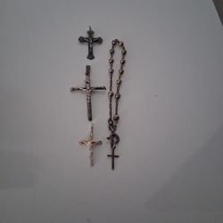 Sterling  Silver Small Rosary Bracelet.  3 Cross