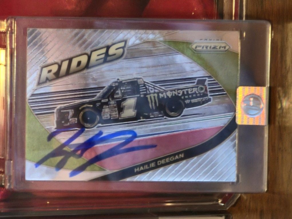 2022 Hailie Deegan Panini Prizm Racing trading card No. 65 Aurographed w/COA sealed Gem Mint Condition.