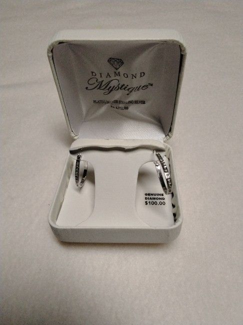 New Diamond  and Sterling Silver Earrings 