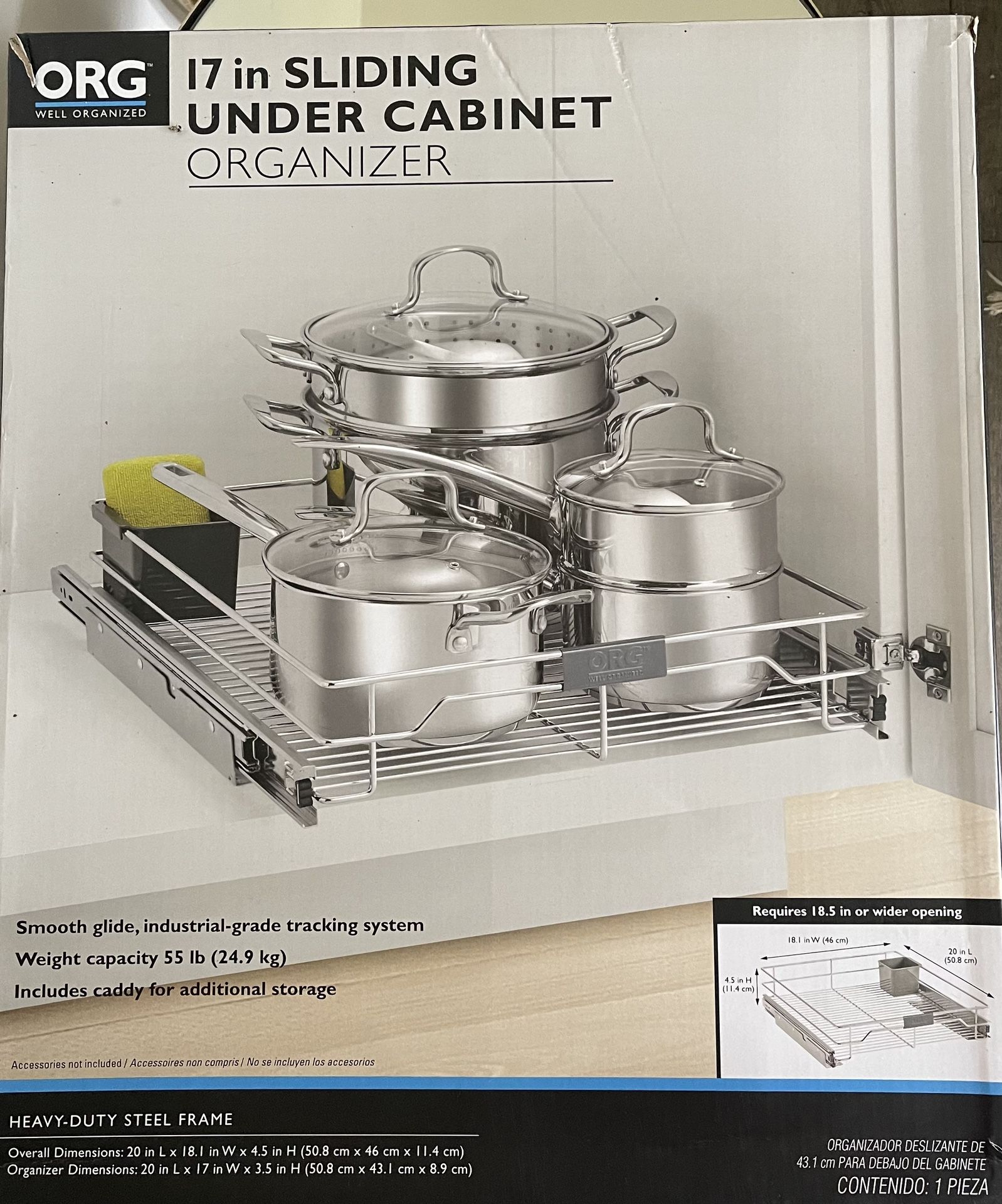 17 In Sliding Under Cabinet Orgnizer