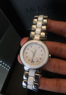 Movado cerena watch white and silver