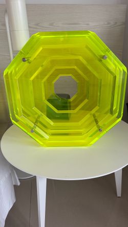 Acrylic octagon sculpture neon yellow green