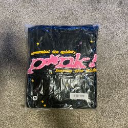 Black And Pink Sp5der Worldwide Hoodie 