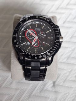 Citizen Eco-Drive Chronograph Tachymeter Date Black Dial Bracelet 100m